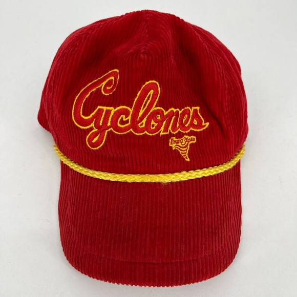 Vtg‎ 80s Iowa Cyclones Snapback Hat Men\'s One Size Red Corduroy Rope